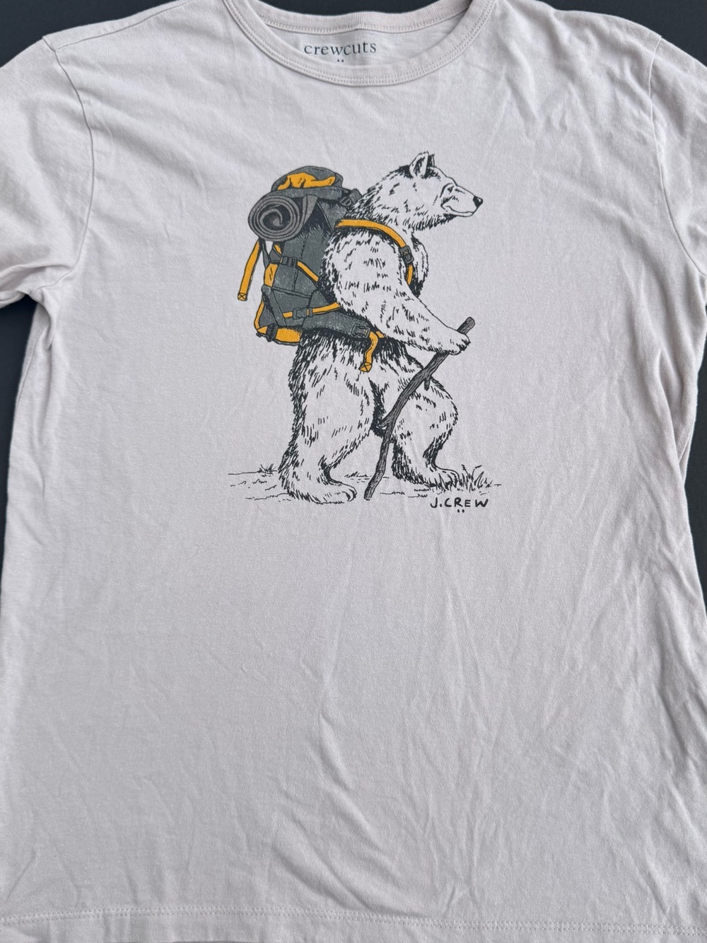 Crewcuts White Graphic Tee with Yellow Backpack Bear Unisex